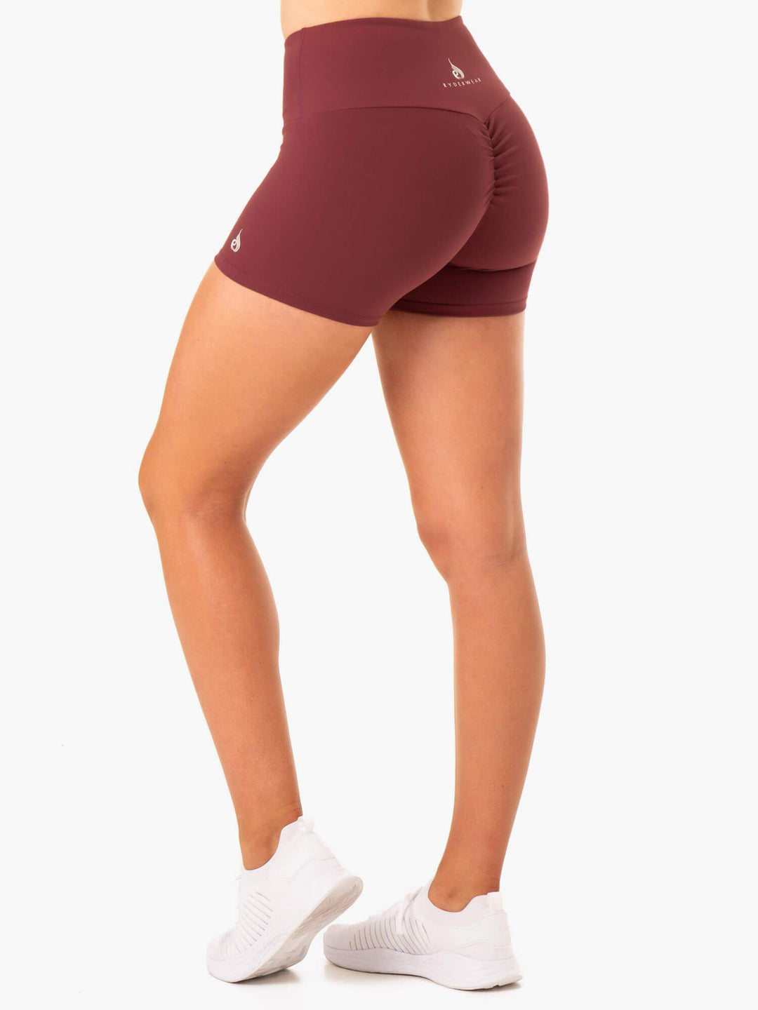 Staples Scrunch Bum Booty Shorts - Burgundy Clothing Ryderwear 