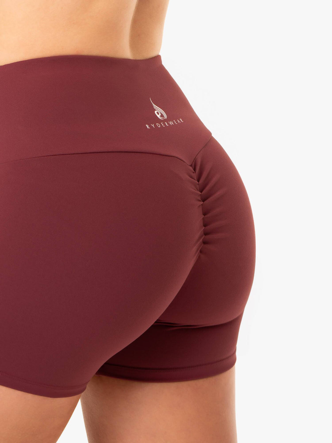 Staples Scrunch Bum Booty Shorts - Burgundy Clothing Ryderwear 