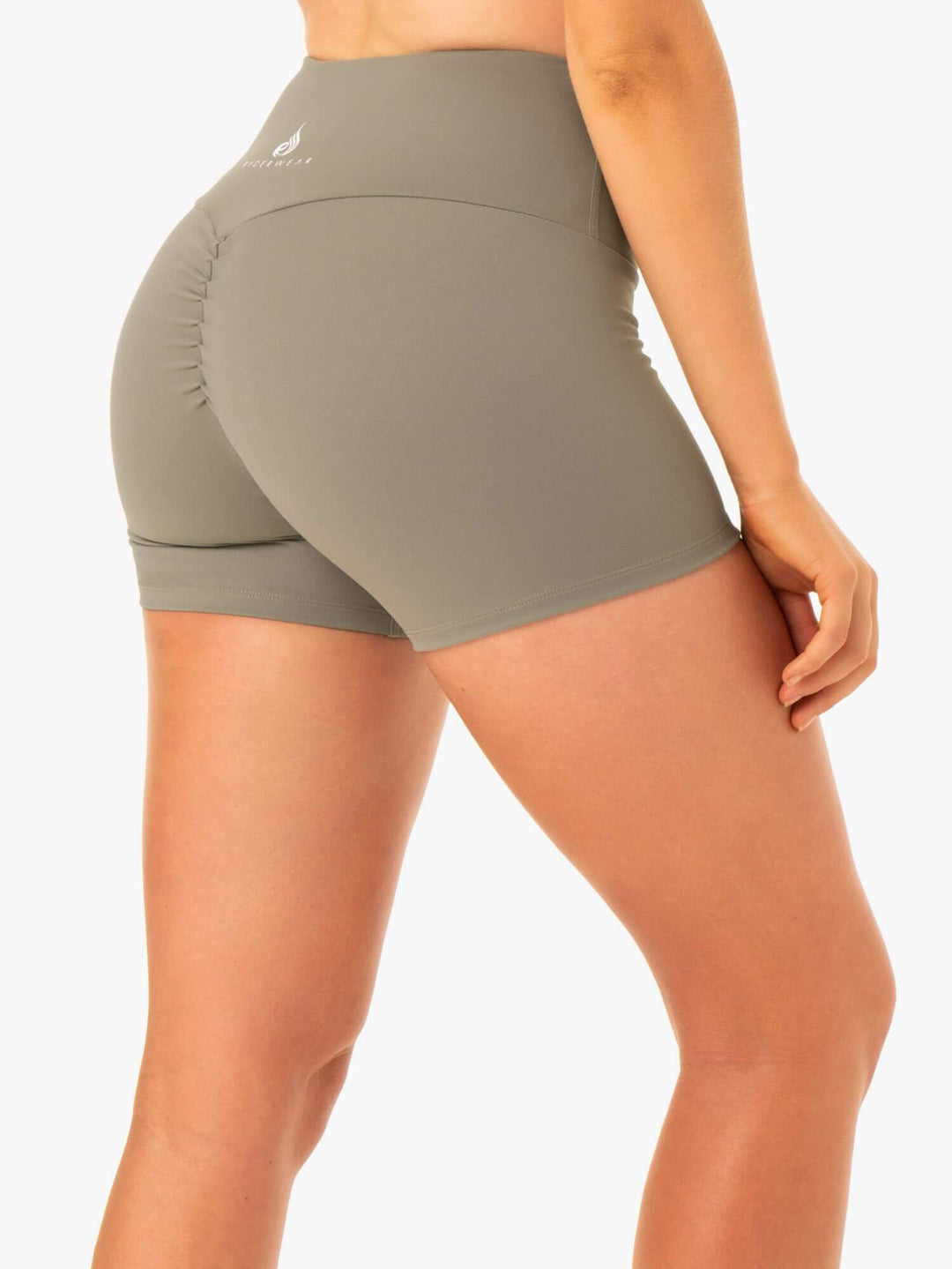 Staples Scrunch Bum Booty Shorts - Khaki Clothing Ryderwear 