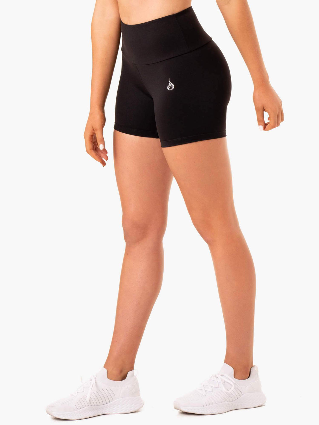 Staples Scrunch Bum Mid Length Shorts - Black Clothing Ryderwear 