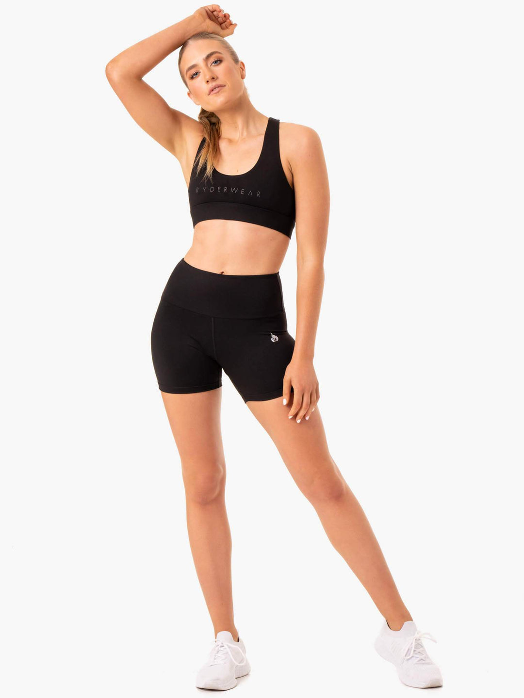 Staples Scrunch Bum Mid Length Shorts - Black Clothing Ryderwear 