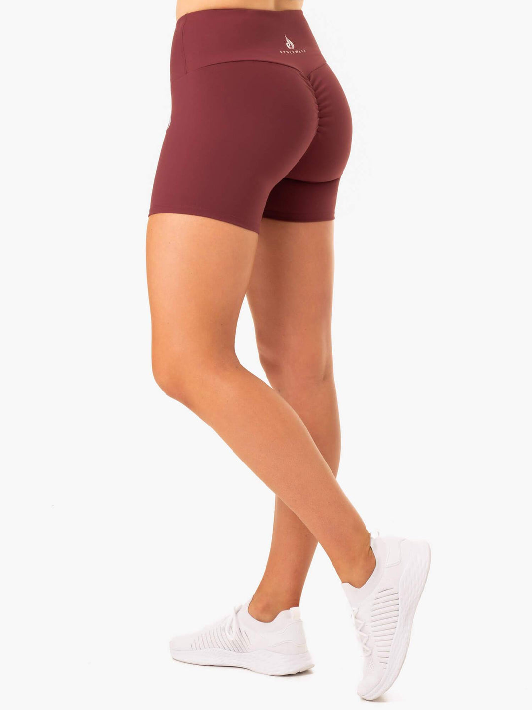 Staples Scrunch Bum Mid Length Shorts - Burgundy Clothing Ryderwear 