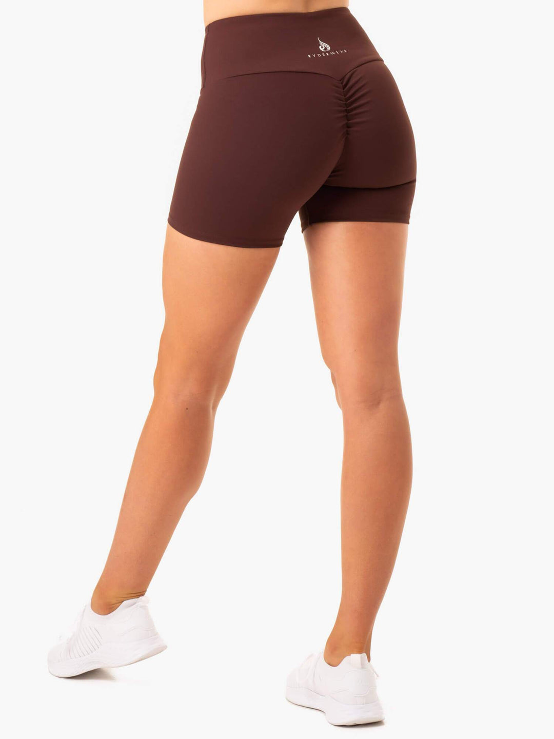 Staples Scrunch Bum Mid Length Shorts - Chocolate Clothing Ryderwear 