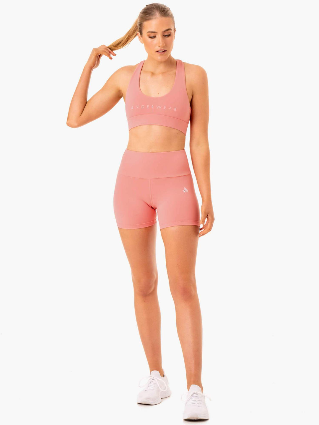 Staples Scrunch Bum Mid Length Shorts - Rose Pink Clothing Ryderwear 