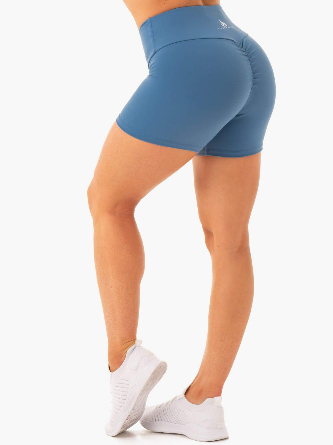 Staples Scrunch Bum Mid Length Shorts - Steel Blue Clothing Ryderwear 