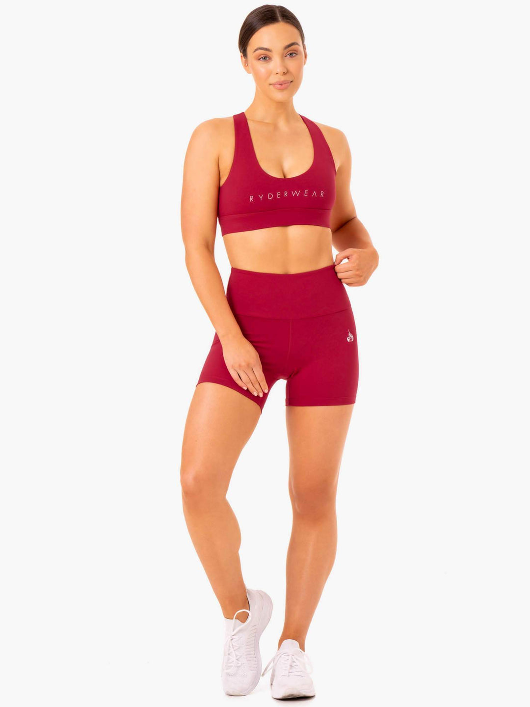 Staples Scrunch Bum Mid Length Shorts - Wine Red Clothing Ryderwear 