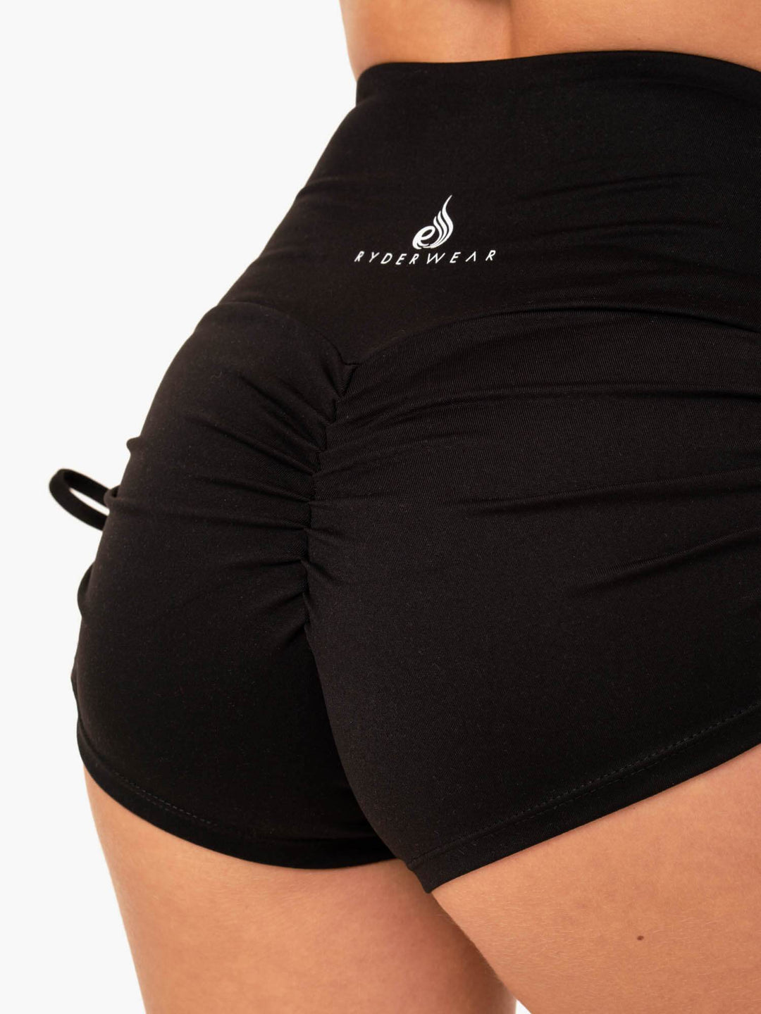 Staples Scrunch Bum Tie Up Shorts - Black Clothing Ryderwear 