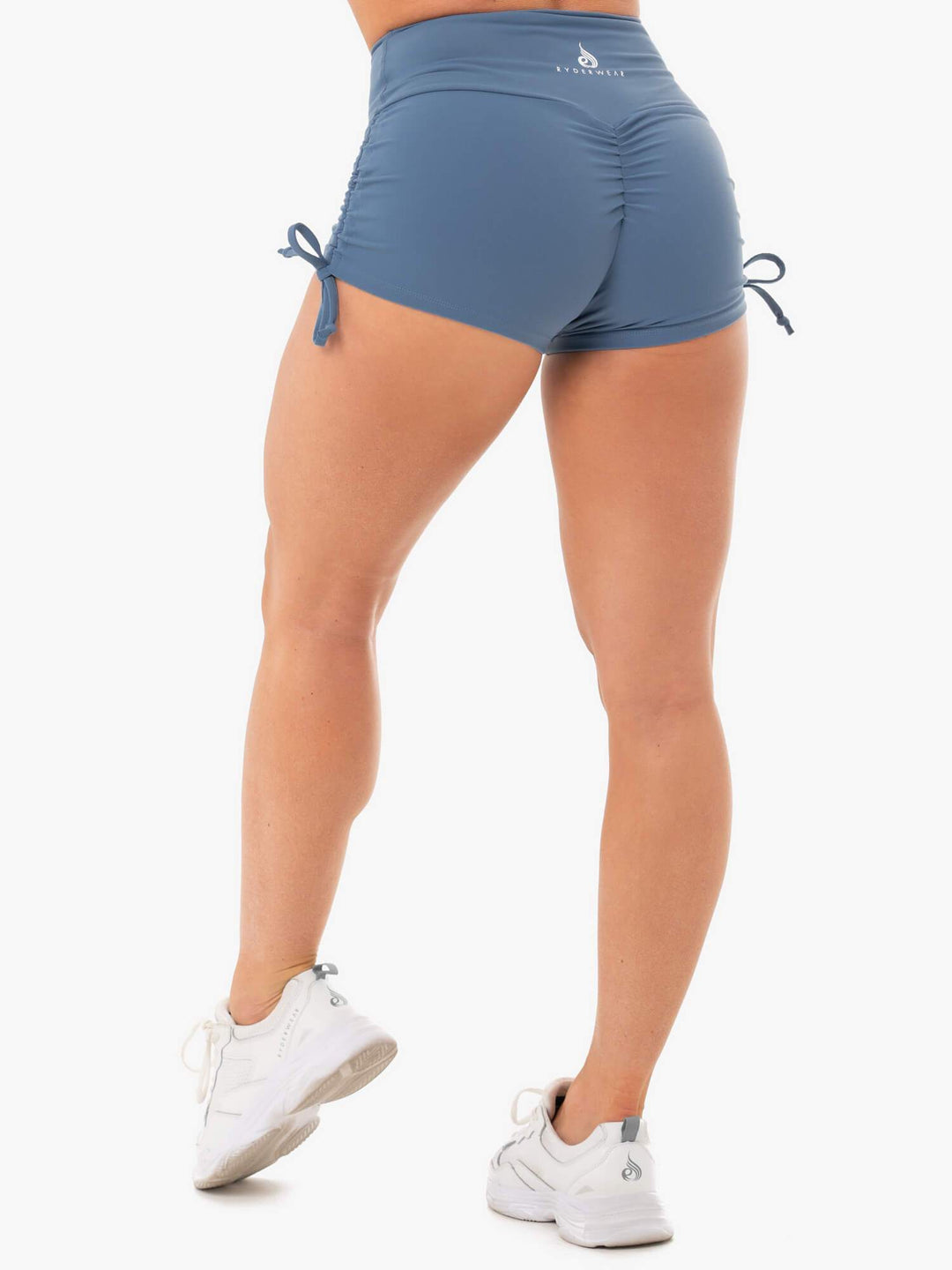 Staples Scrunch Bum Tie Up Shorts - Steel Blue Clothing Ryderwear 