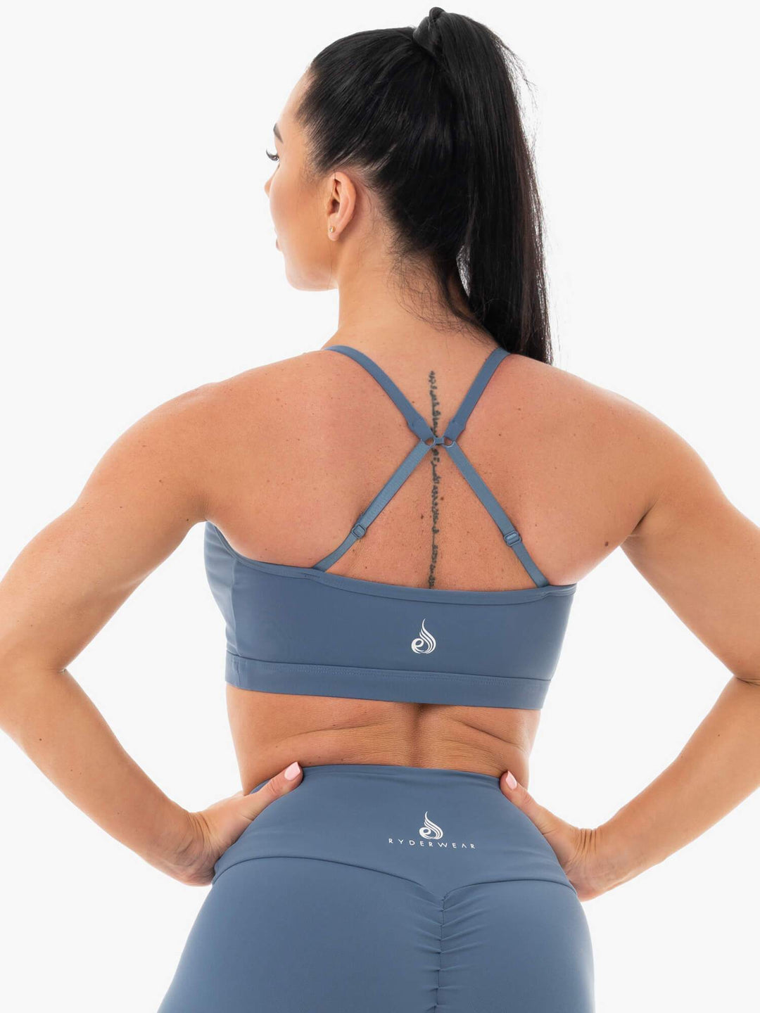 Staples Sports Bra - Steel Blue Clothing Ryderwear 