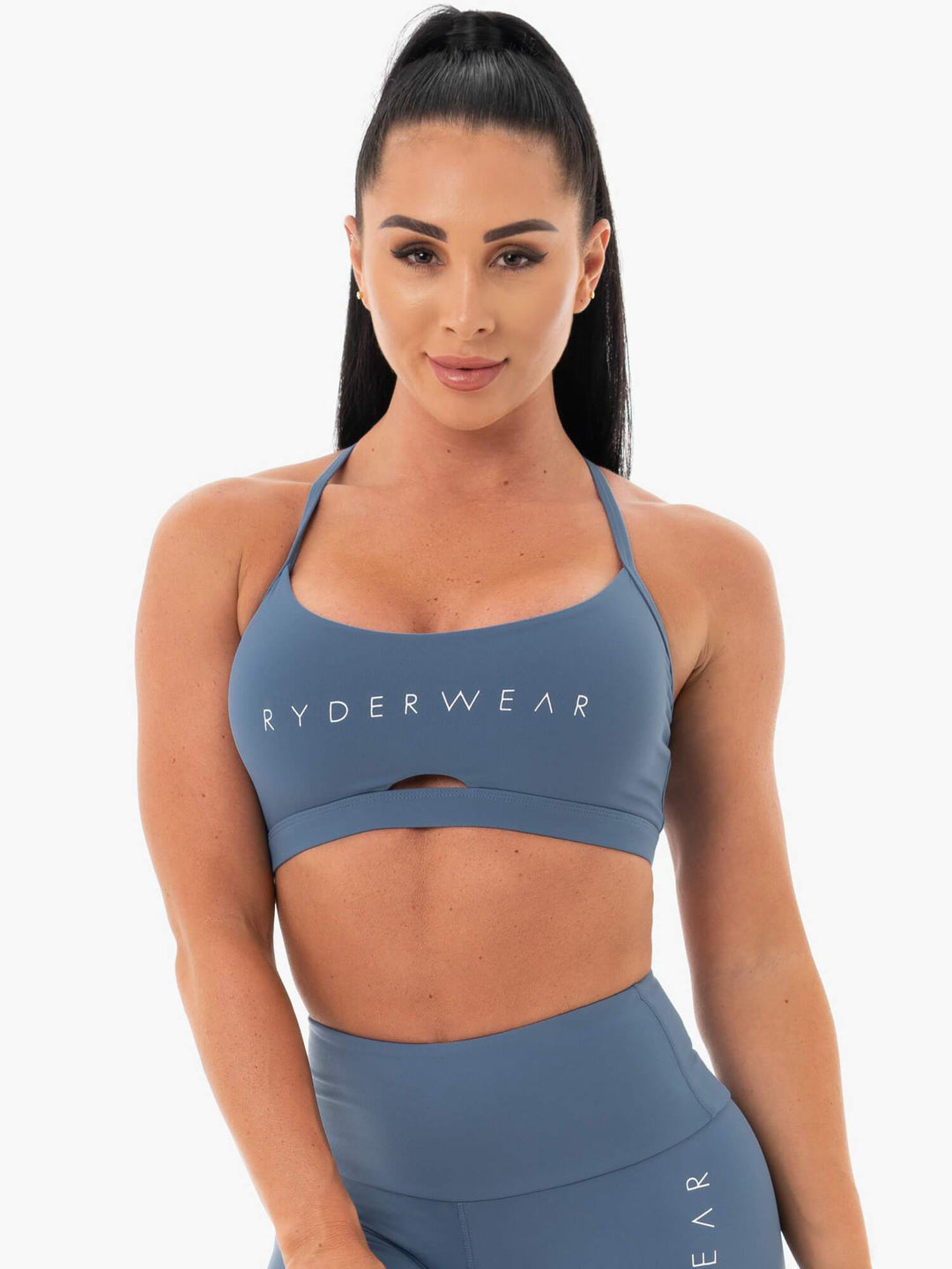 Staples Sports Bra - Steel Blue Clothing Ryderwear 