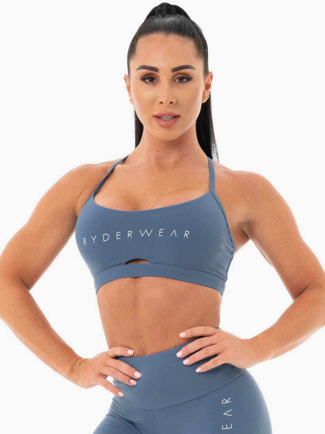 Staples Sports Bra - Steel Blue Clothing Ryderwear 