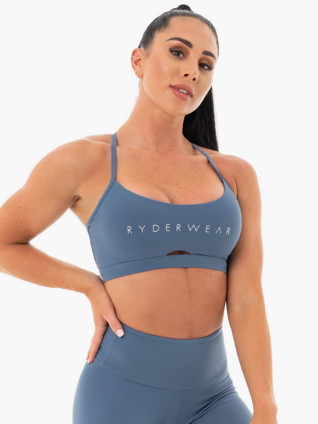 Staples Sports Bra - Steel Blue Clothing Ryderwear 