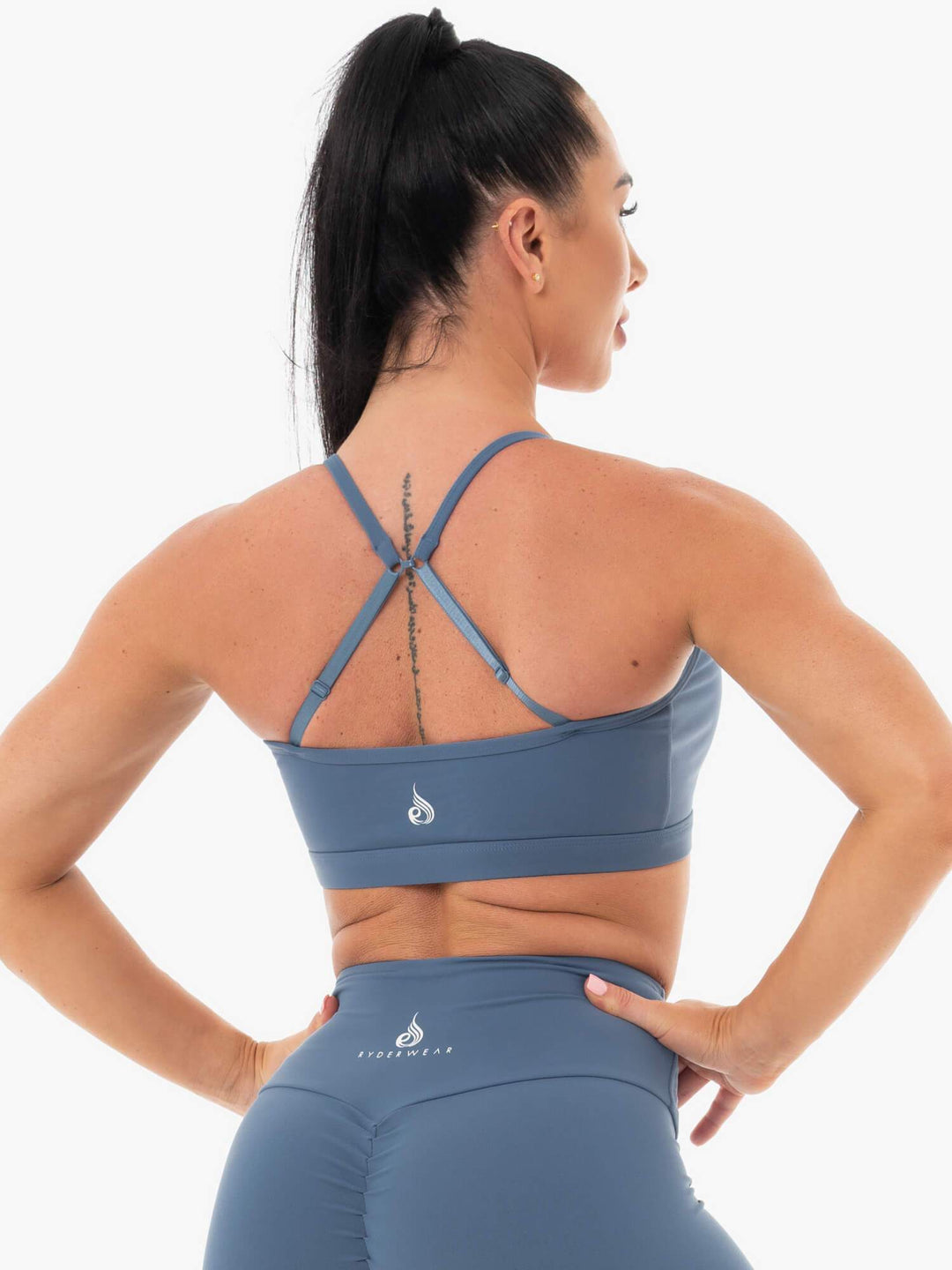 Staples Sports Bra - Steel Blue Clothing Ryderwear 