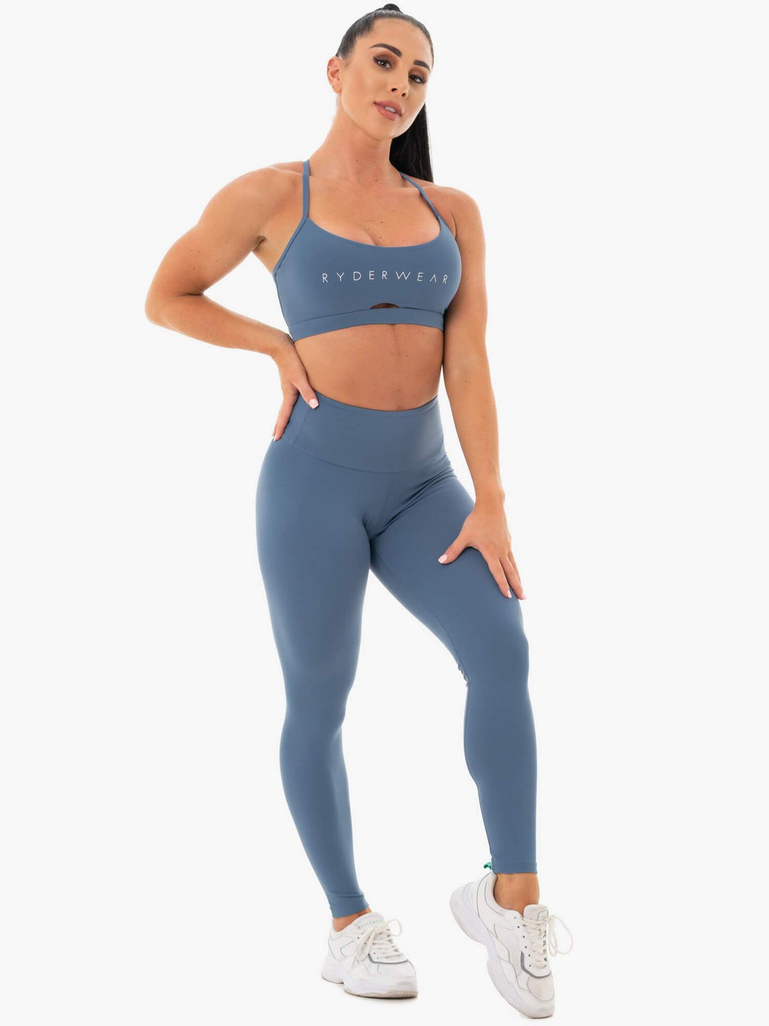 Staples Sports Bra - Steel Blue Clothing Ryderwear 