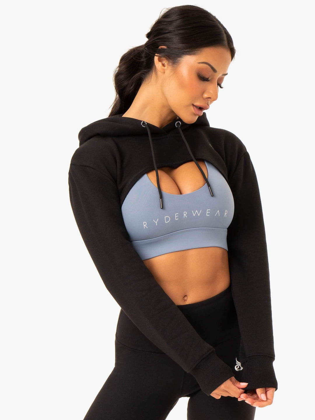 Staples Super Crop Sweater - Black Clothing Ryderwear 