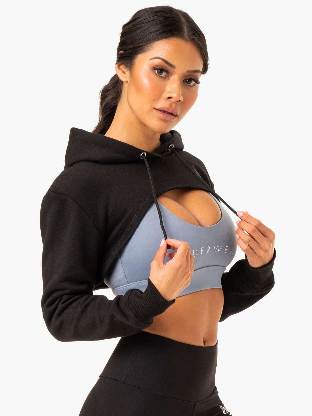 Staples Super Crop Sweater - Black Clothing Ryderwear 