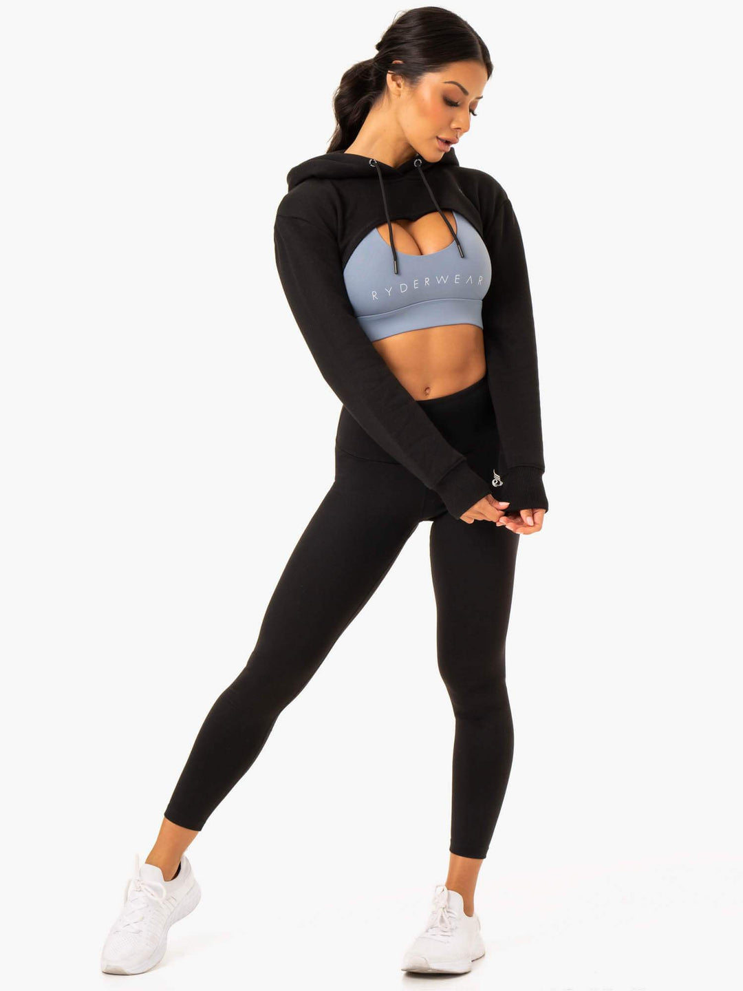 Staples Super Crop Sweater - Black Clothing Ryderwear 