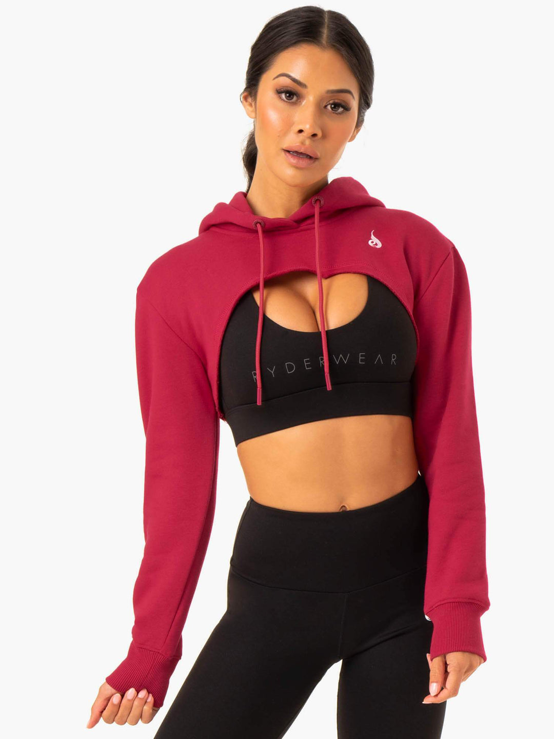 Staples Super Crop Sweater - Wine Red Clothing Ryderwear 