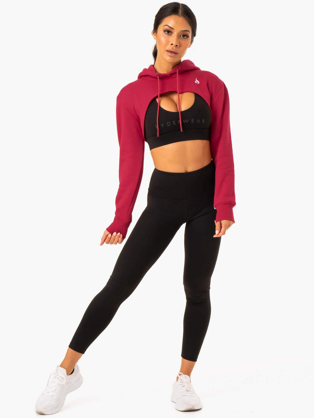 Staples Super Crop Sweater - Wine Red Clothing Ryderwear 