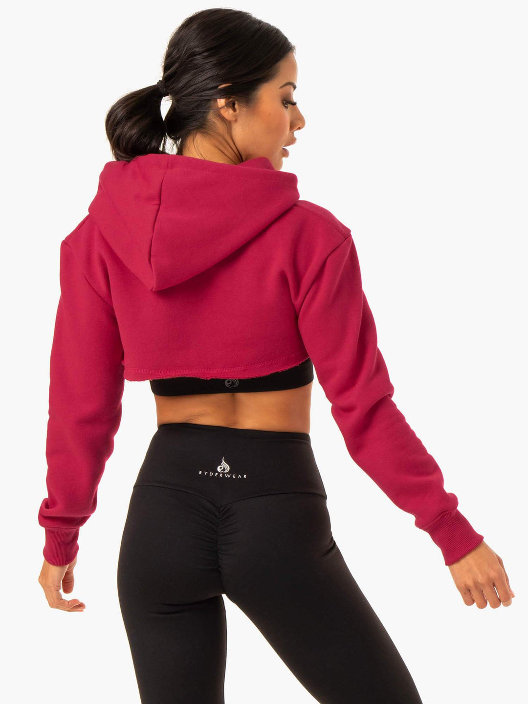 Staples Super Crop Sweater - Wine Red Clothing Ryderwear 