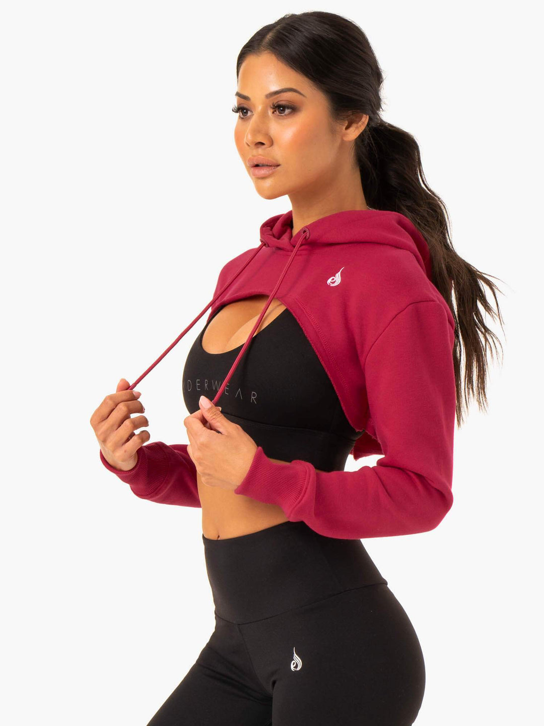 Staples Super Crop Sweater - Wine Red Clothing Ryderwear 