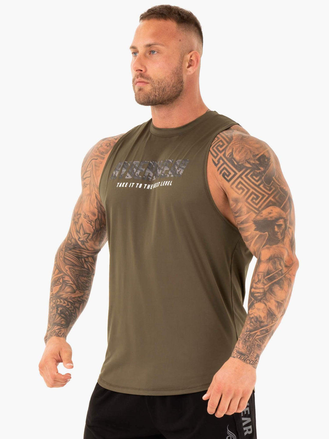 Strength Baller Tank - Khaki Clothing Ryderwear 