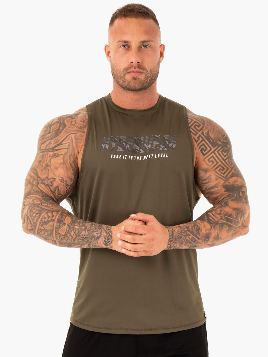 Strength Baller Tank - Khaki Clothing Ryderwear 