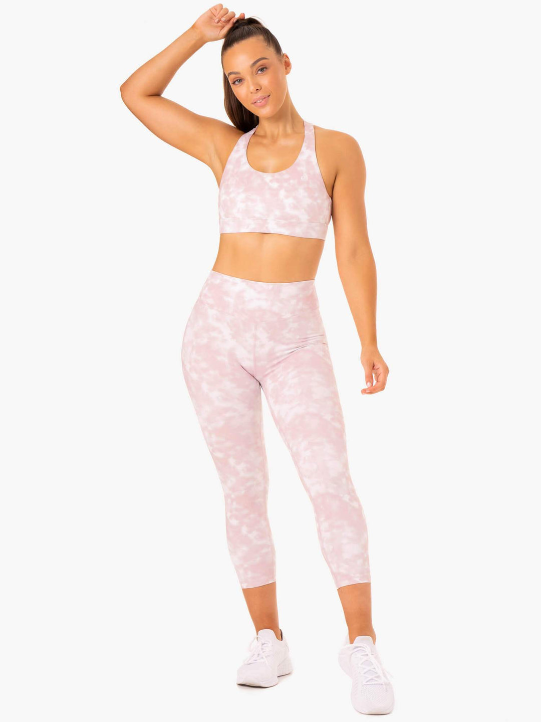 Accent 7/8 Leggings - Mauve Pink Tie Dye Clothing Ryderwear 