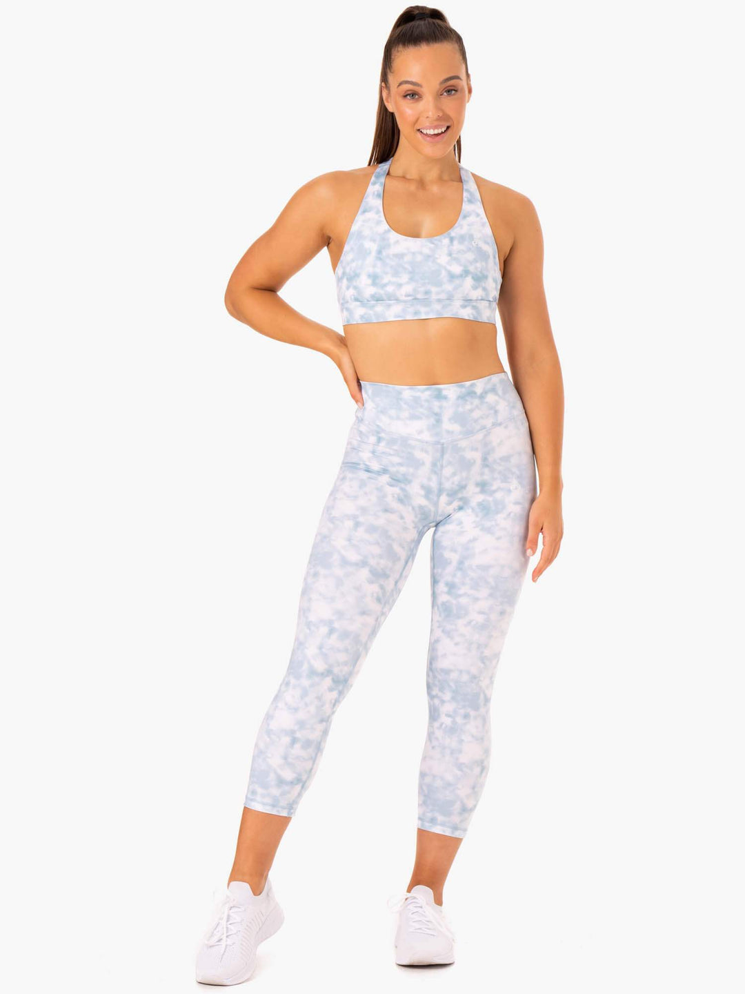 Accent 7/8 Leggings - Steel Blue Tie Dye Clothing Ryderwear 