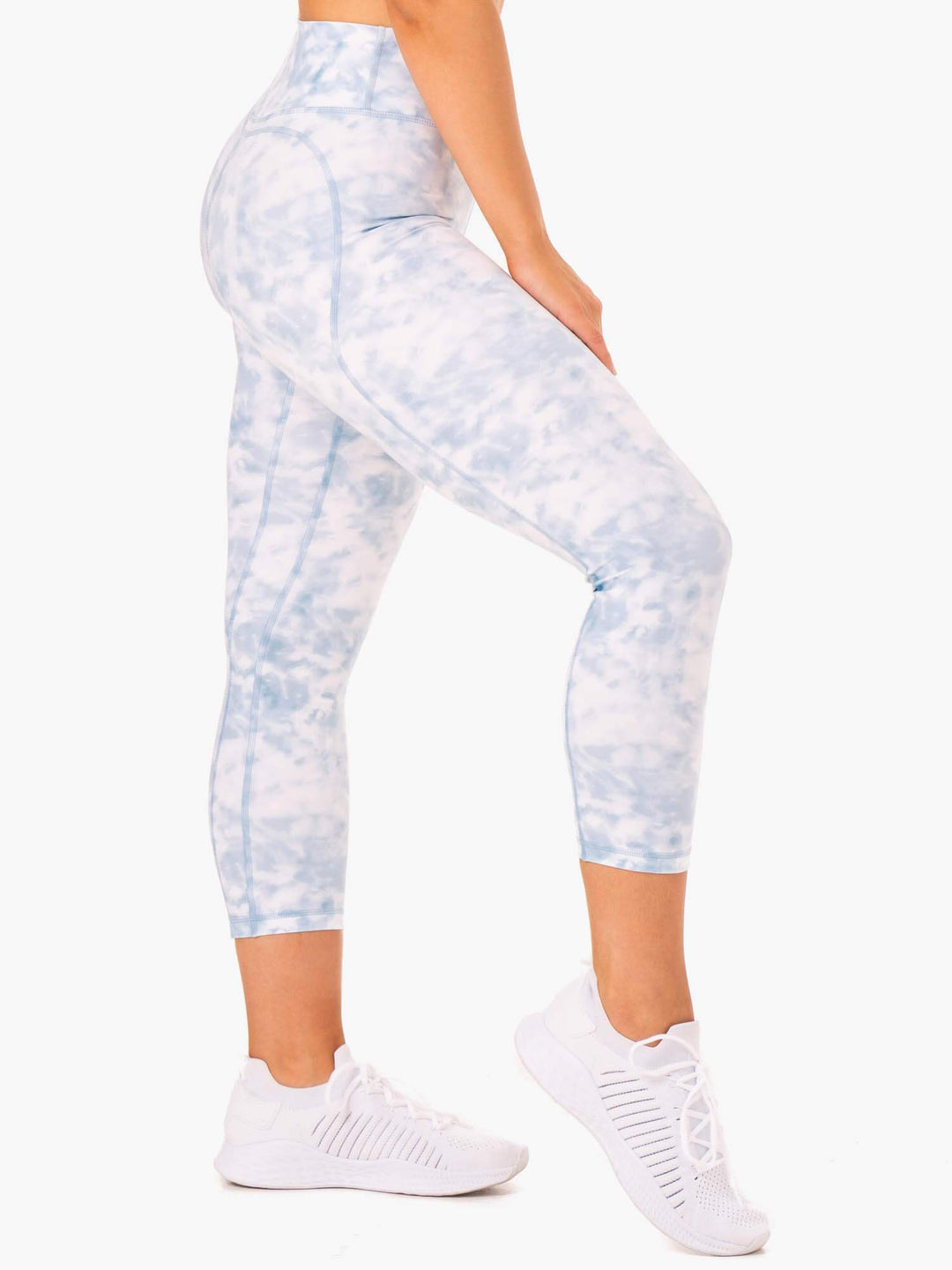 Accent 7/8 Leggings - Steel Blue Tie Dye Clothing Ryderwear 