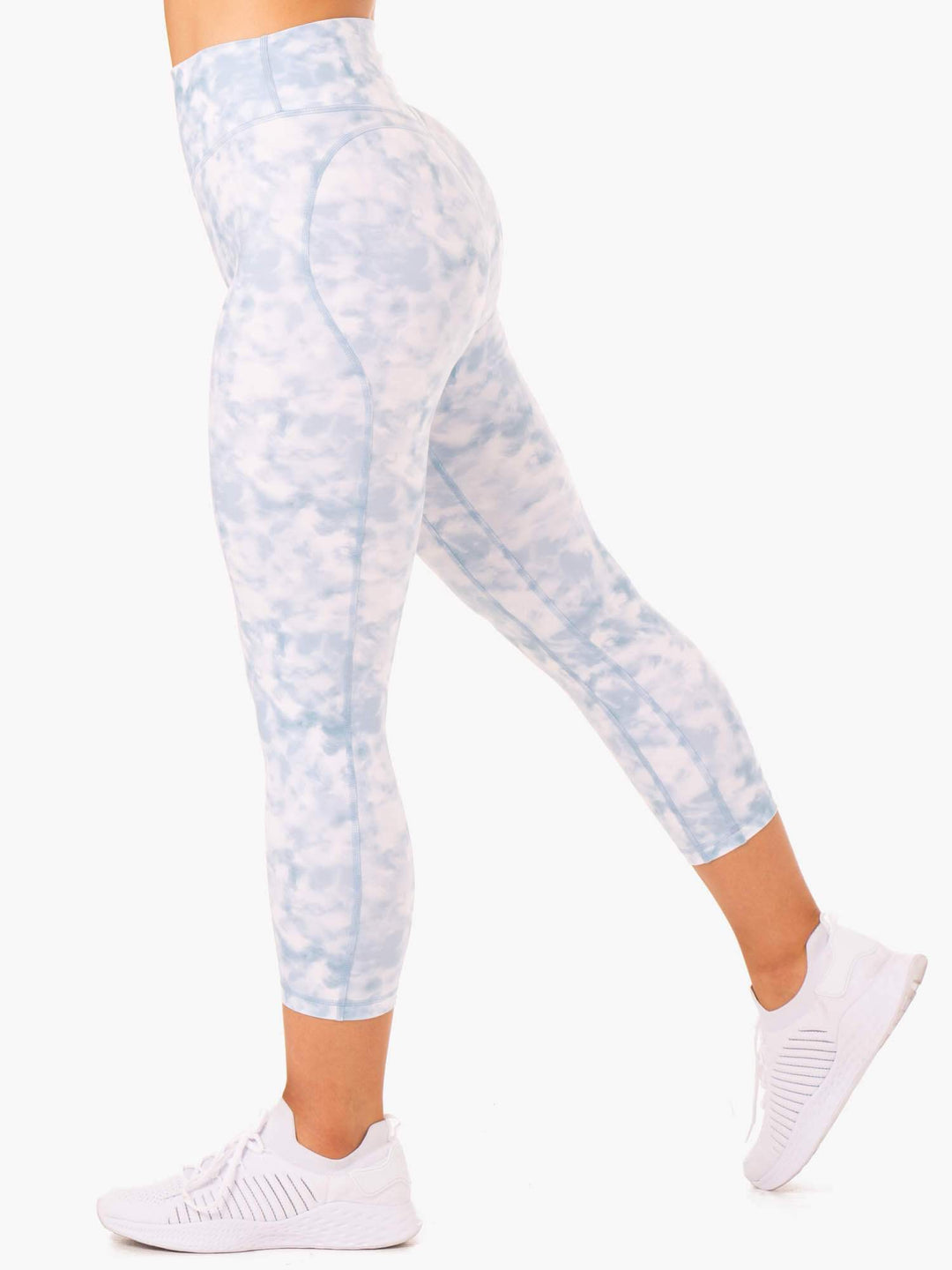 Accent 7/8 Leggings - Steel Blue Tie Dye Clothing Ryderwear 