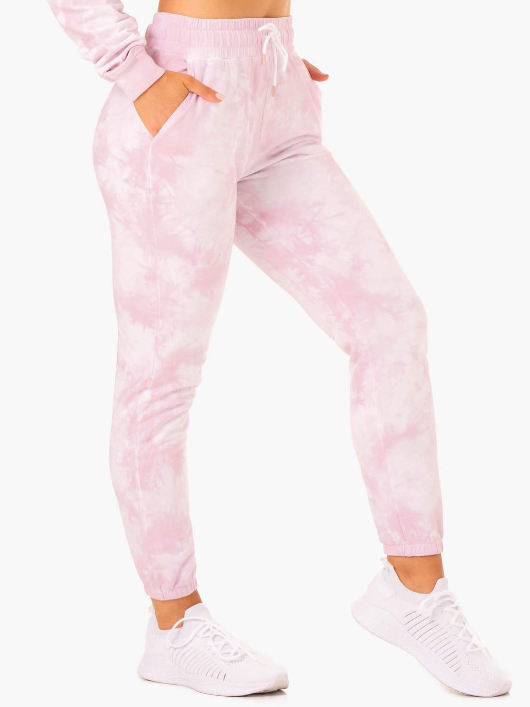 Lifestyle High Waisted Track Pants - Ice Pink Tie Dye Clothing Ryderwear 