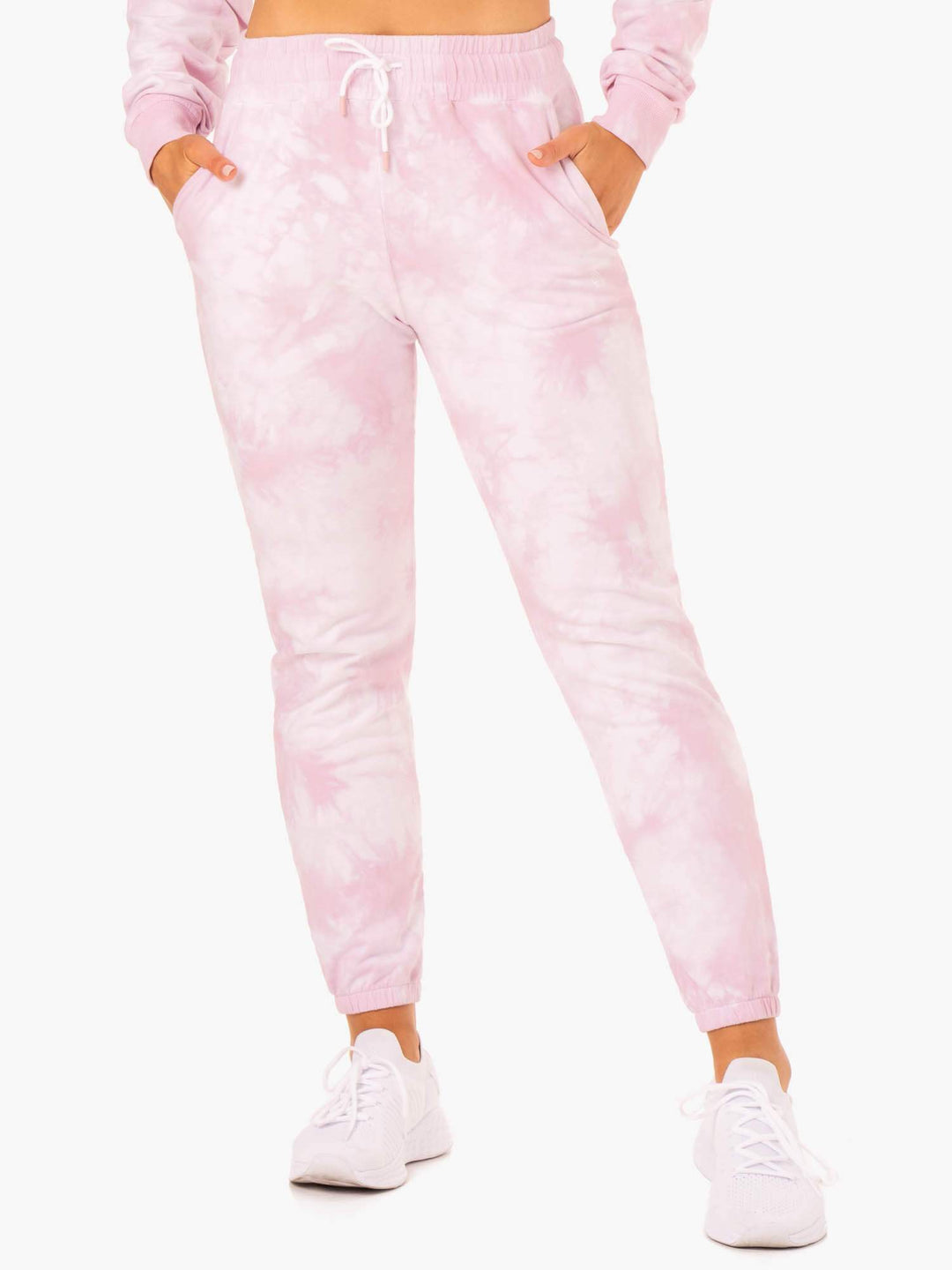 Lifestyle High Waisted Track Pants - Ice Pink Tie Dye Clothing Ryderwear 