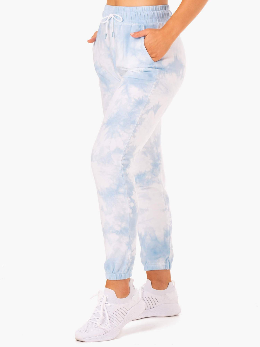 Lifestyle High Waisted Track Pants - Sky Blue Tie Dye Clothing Ryderwear 