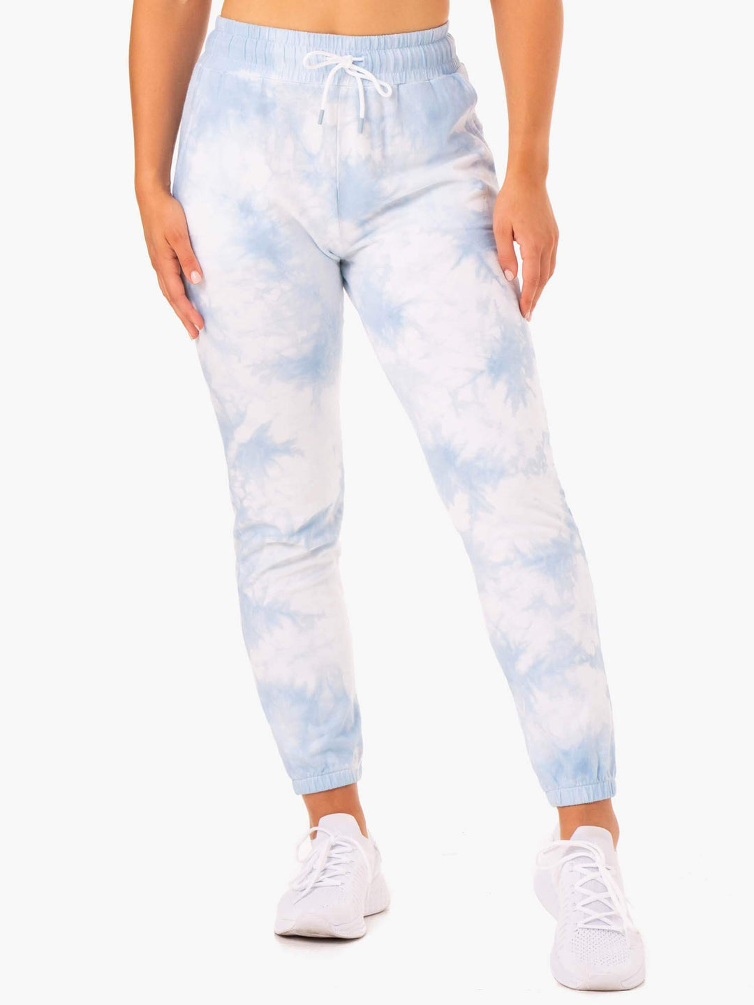 Lifestyle High Waisted Track Pants - Sky Blue Tie Dye Clothing Ryderwear 