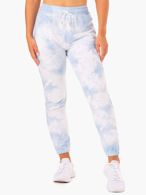 Tie Dye High Waisted Track Pants Sky Blue Tie Dye