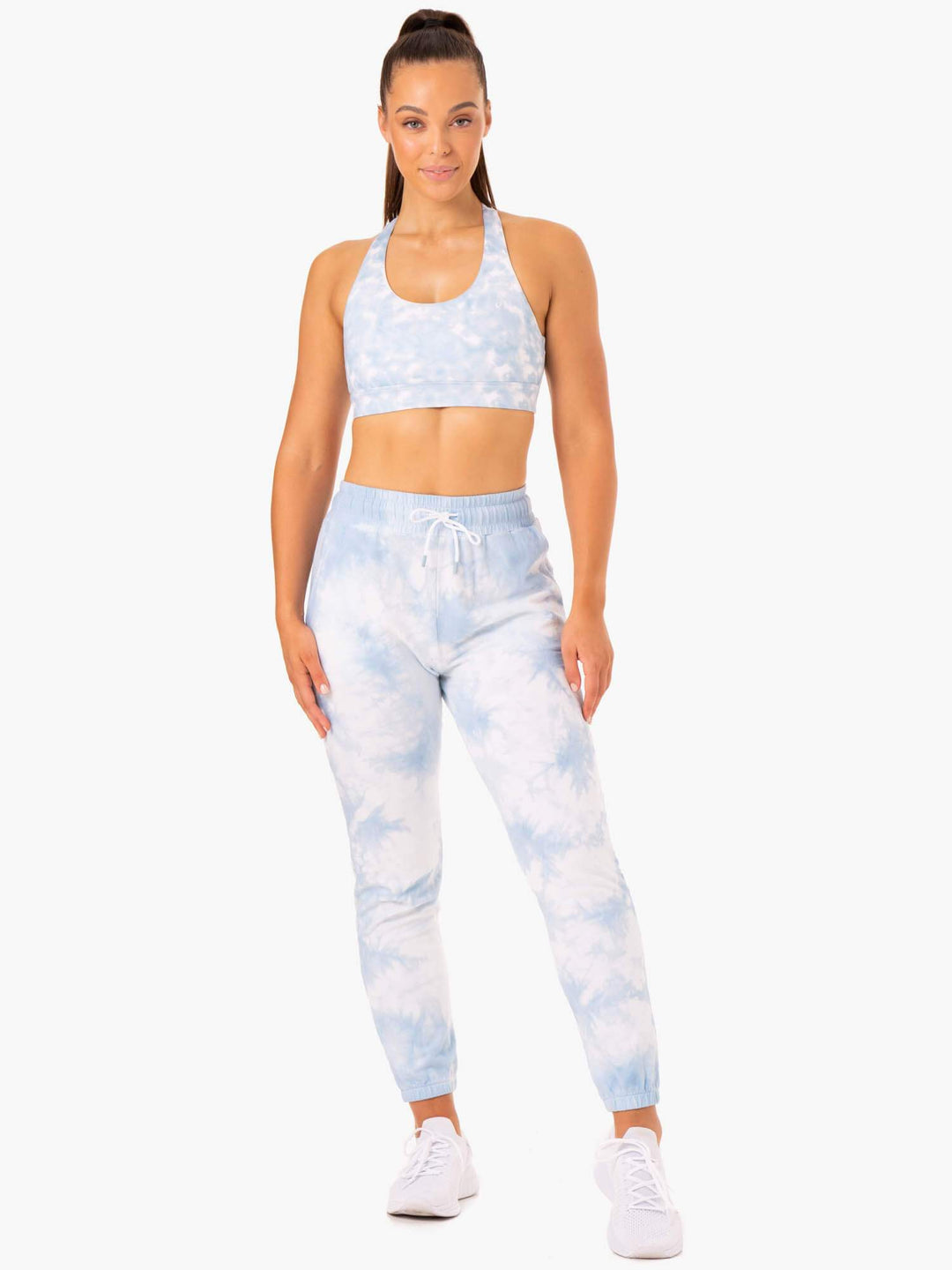 Lifestyle High Waisted Track Pants - Sky Blue Tie Dye Clothing Ryderwear 