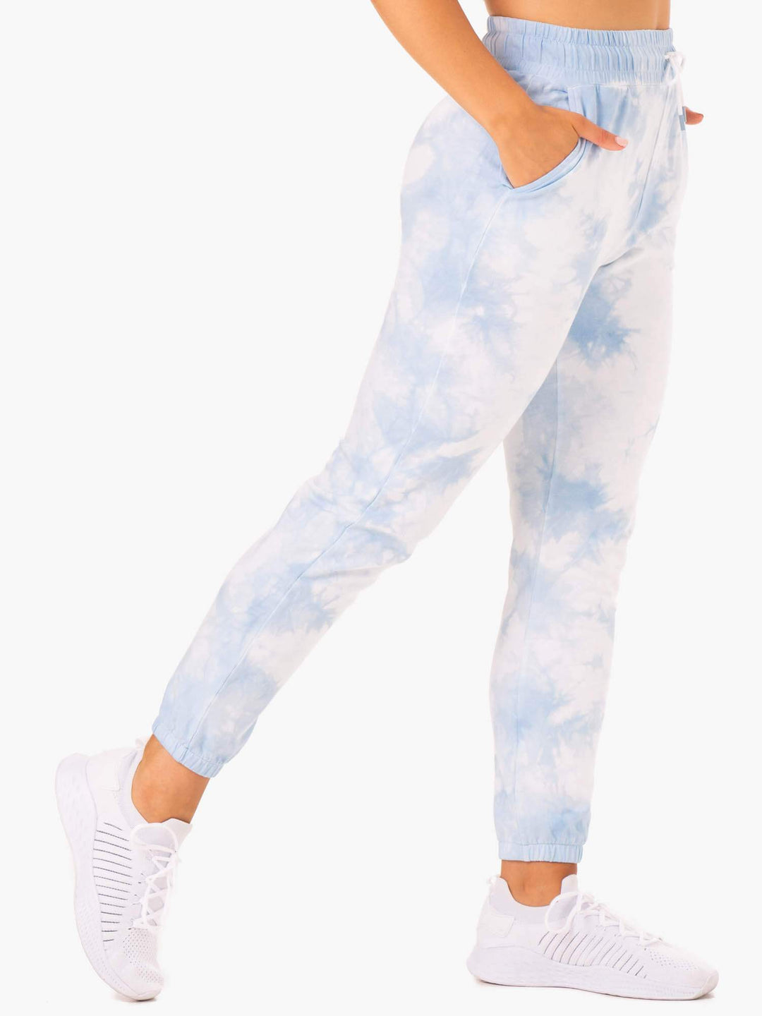 Lifestyle High Waisted Track Pants - Sky Blue Tie Dye Clothing Ryderwear 