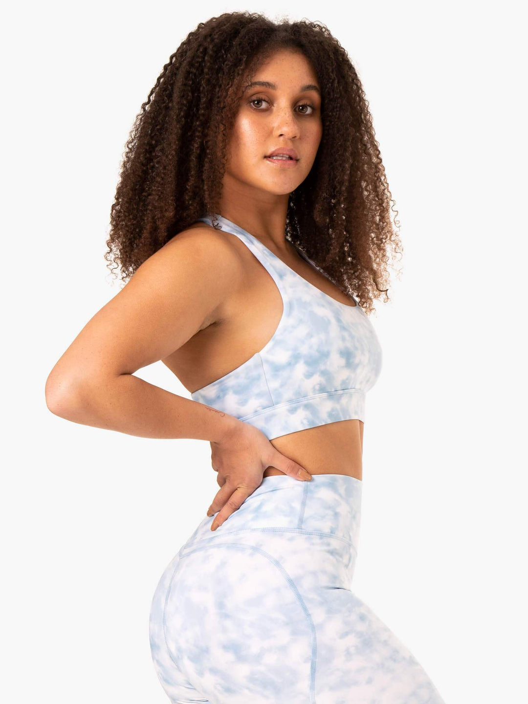 Accent Sports Bra - Steel Blue Tie Dye Clothing Ryderwear 