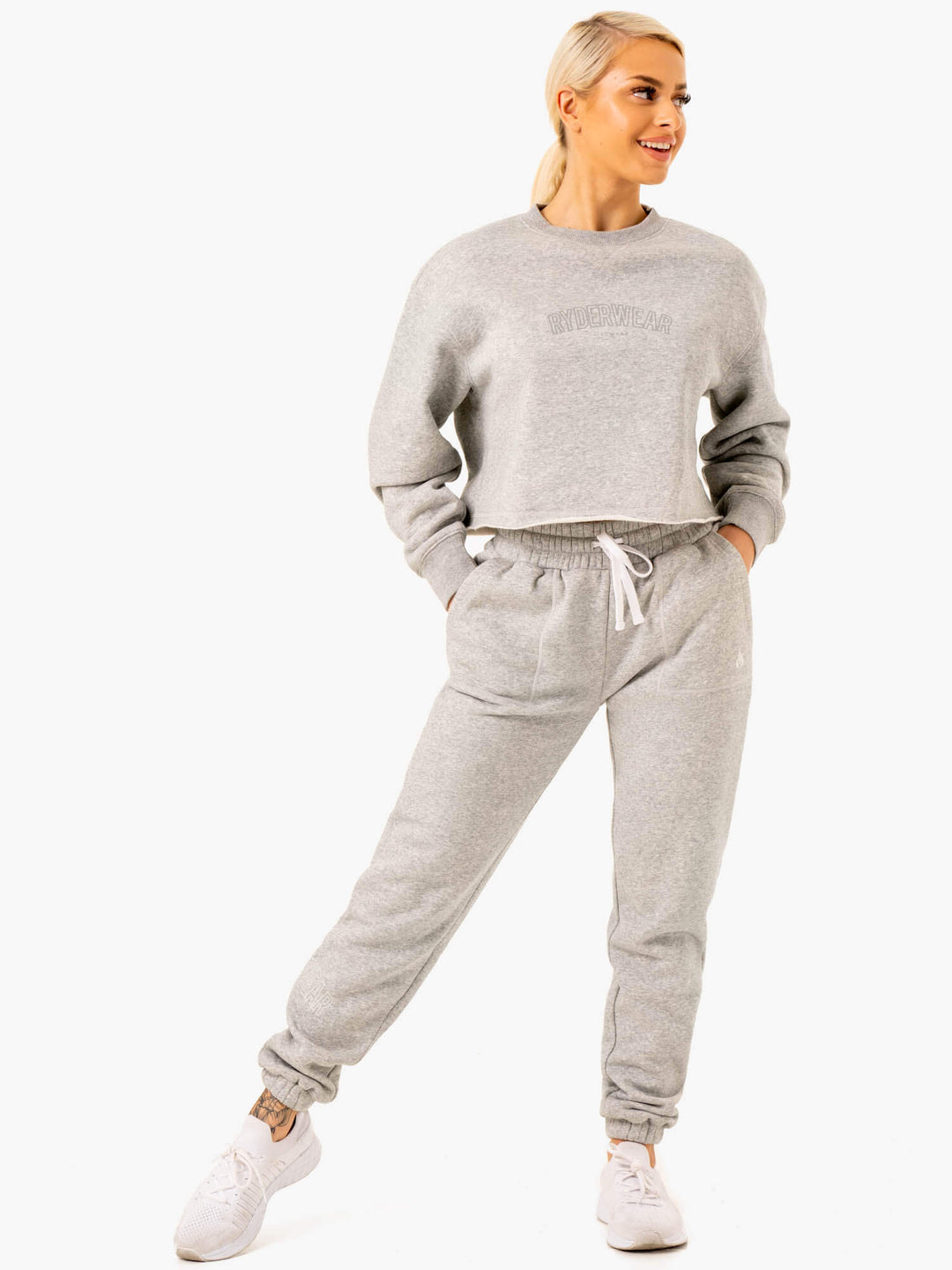 Ultimate High Waisted Track Pants - Grey Marl Clothing Ryderwear 