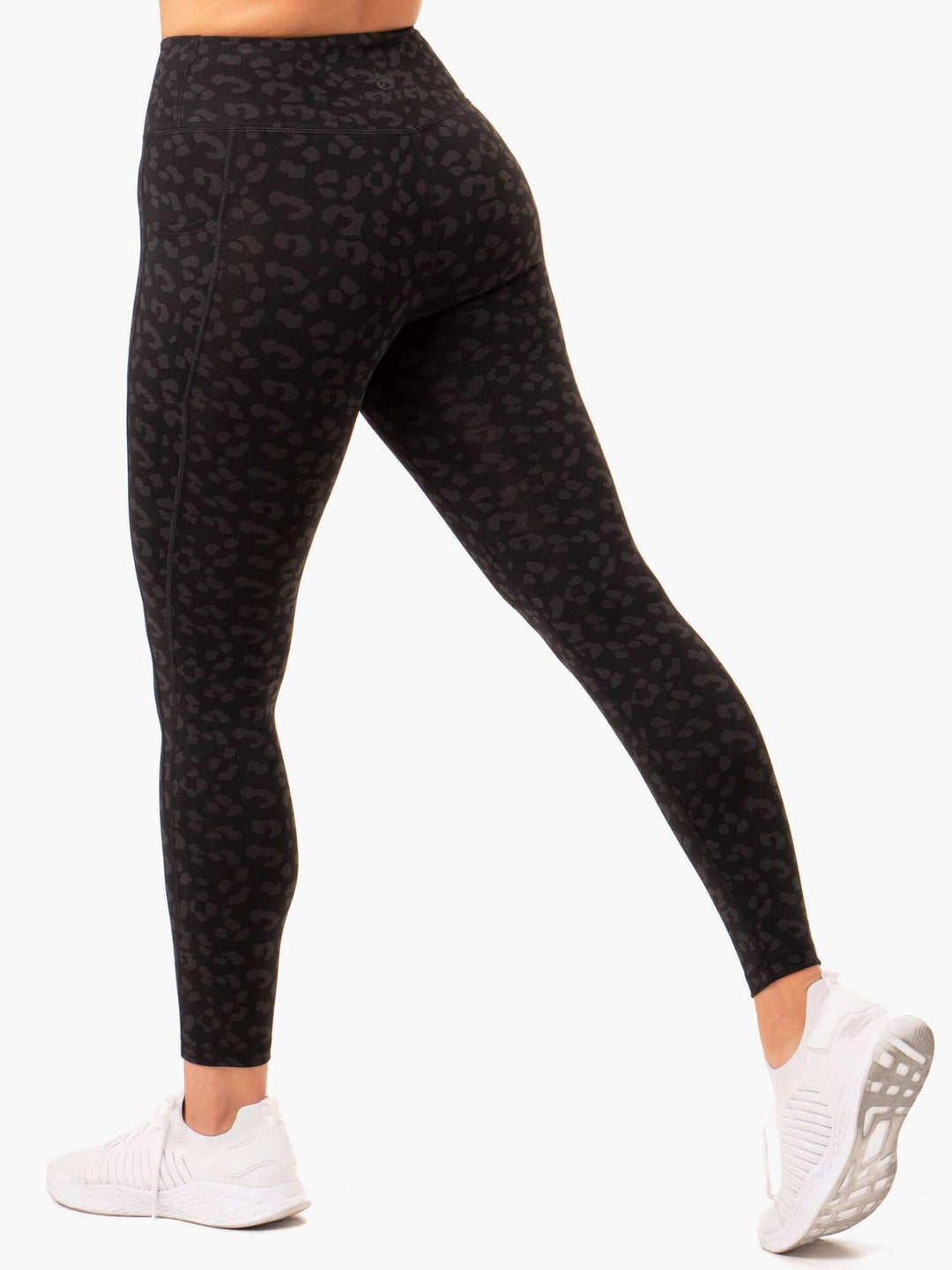 Ultra High Waisted Full Length Leggings - Black Leopard Clothing Ryderwear 