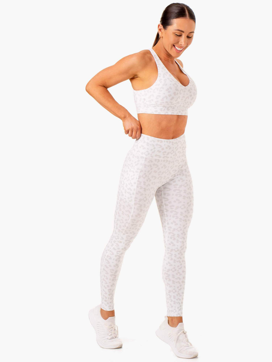 Ultra High Waisted Full Length Leggings - Snow Leopard Clothing Ryderwear 