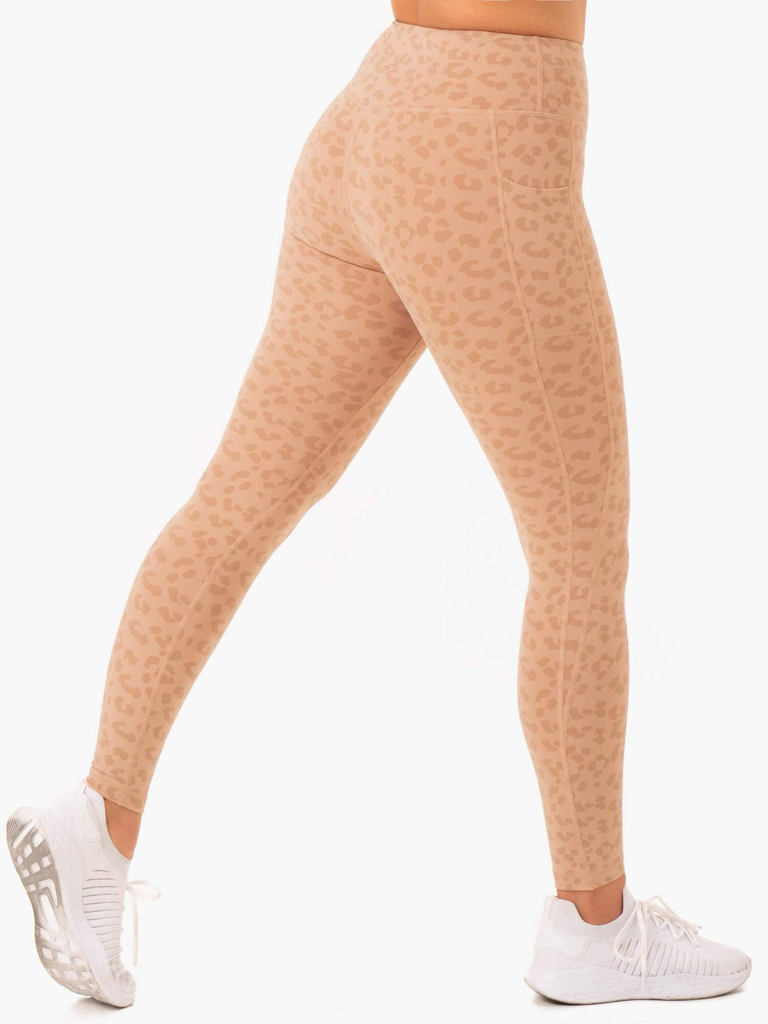 Ultra High Waisted Full Length Leggings - Tan Leopard Clothing Ryderwear 