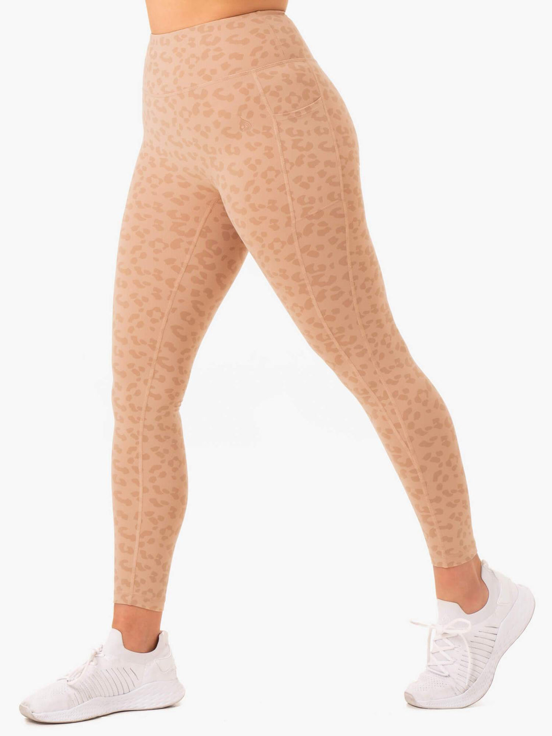 Ultra High Waisted Full Length Leggings - Tan Leopard Clothing Ryderwear 