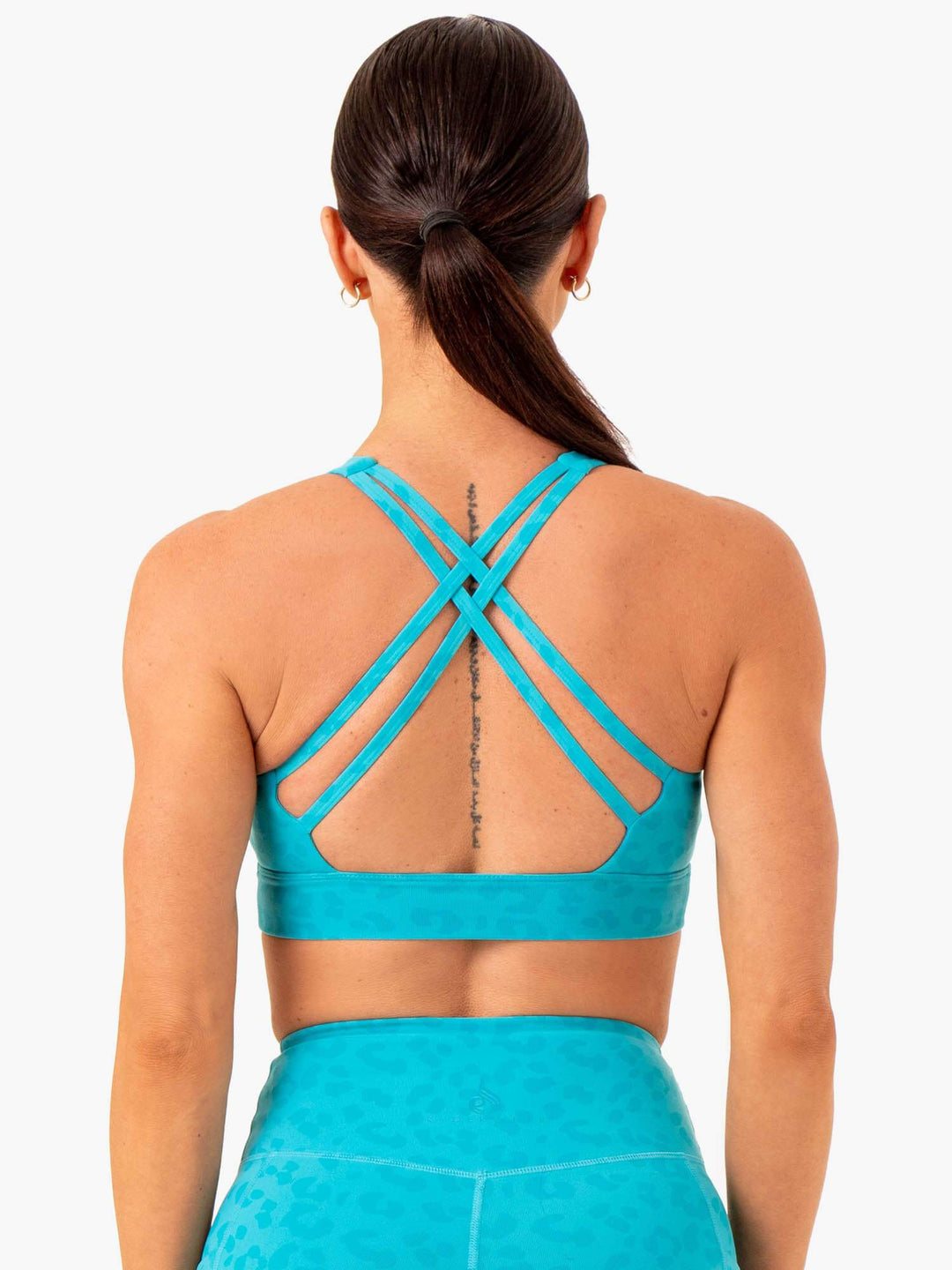 Ultra V-Neck Sports Bra - Aqua Leopard Clothing Ryderwear 