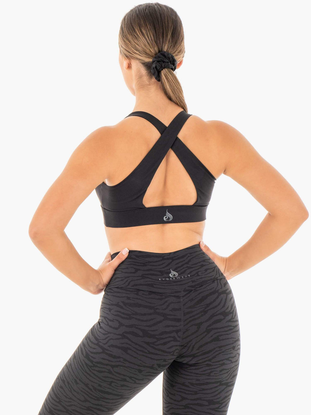 Wild Cross Over Sports Bra - Black Clothing Ryderwear 