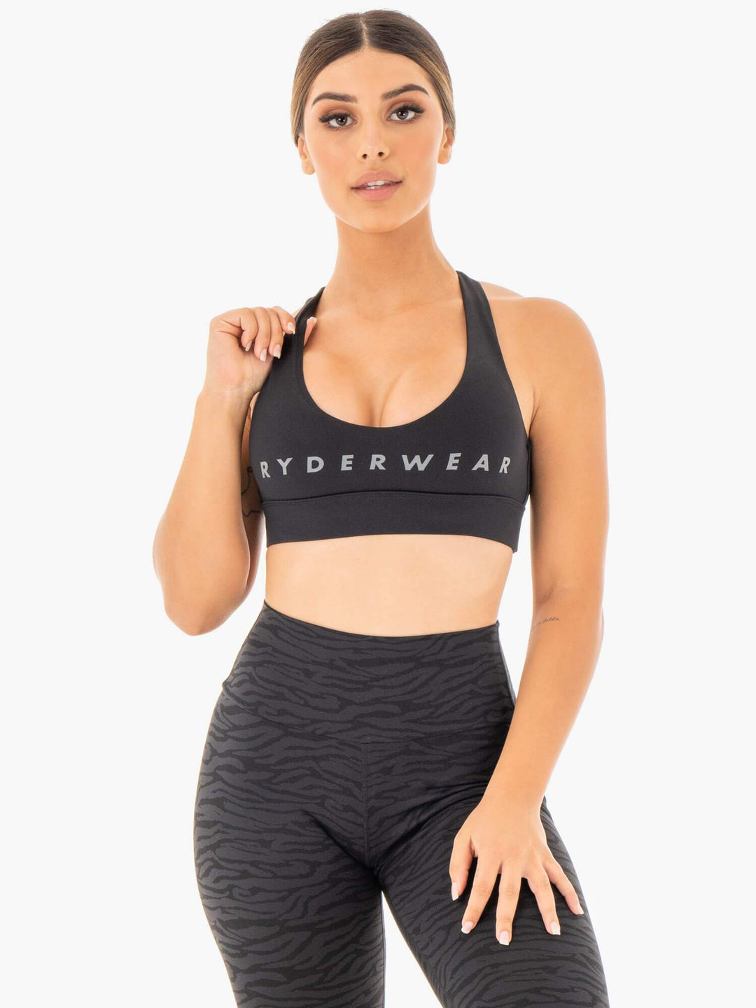 Wild Cross Over Sports Bra - Black Clothing Ryderwear 