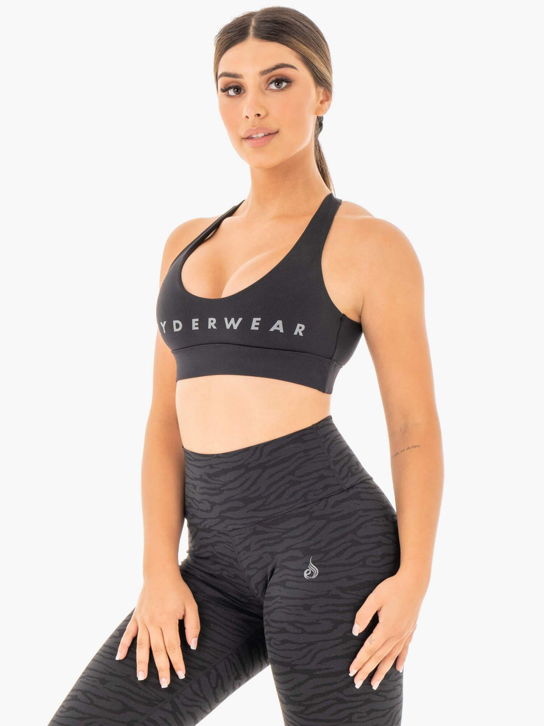 Wild Cross Over Sports Bra - Black Clothing Ryderwear 